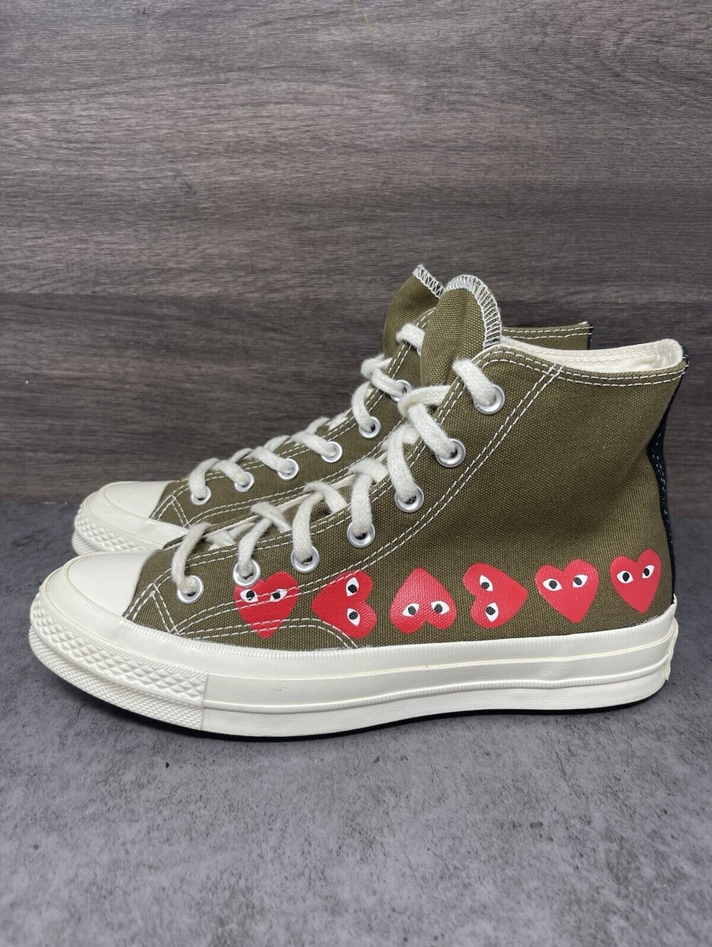 Converse CDG PLAY Chuck 70 Multi Heart Size 8 Womens Olive High Top Sneakers Lot